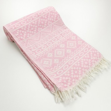 aztec style pattern towel pink