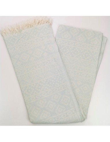 Fouta jacquard vert d'eau indiana kilim