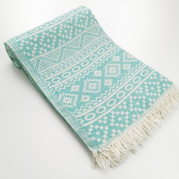 aztec style pattern towel medium green