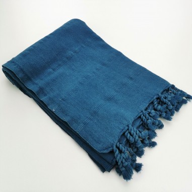 Turkish towel stonewashed fine stitched stripes celestial blue