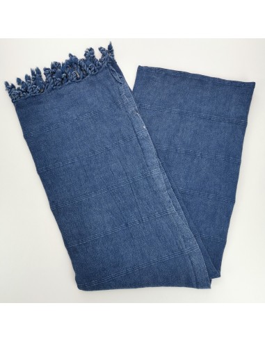 Stonewashed Turkish peshtemal towel with fine stitched stripes Micro