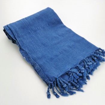 Turkish towel stonewashed fine stitched stripes royal blue
