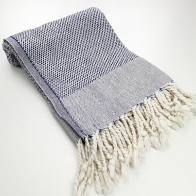 fouta nid d abeille bleu marine