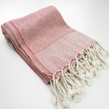 fouta nid d abeille rouge