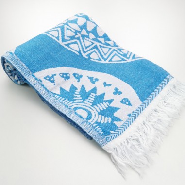 maya pattern turkish beach towel pool blue