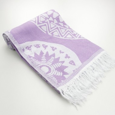maya pattern turkish beach towel lilac
