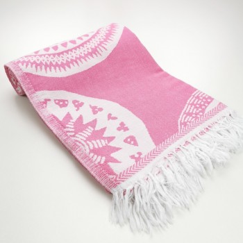 maya pattern turkish beach towel candy pink