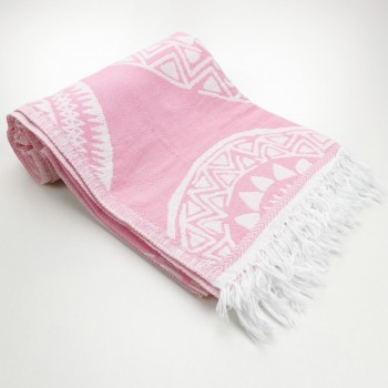 maya pattern turkish beach towel pink