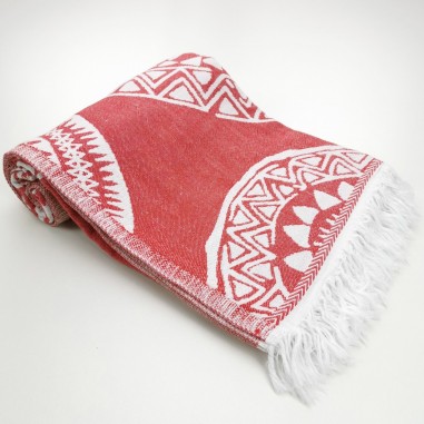 maya pattern turkish beach towel red