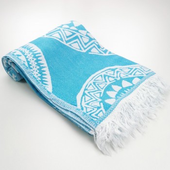 maya pattern turkish beach towel turquoise