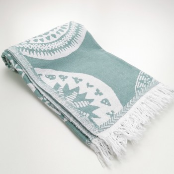 maya pattern turkish beach towel dark sea green