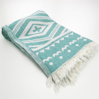 aztec style pattern towel medium green