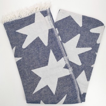 Jacquard turkish towel stars pattern starlette navy blue