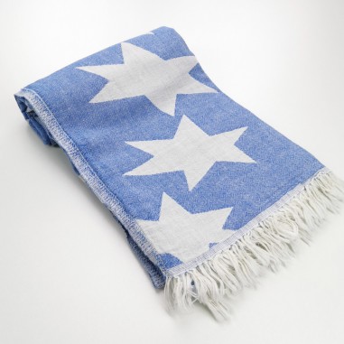 Stars pattern turkish beach towel royal blue