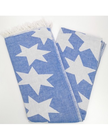Jacquard turkish towel stars pattern starlette royal blue