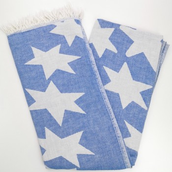 Jacquard turkish towel stars pattern starlette royal blue