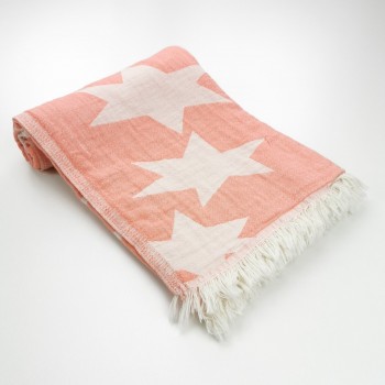 Fouta jacquard etoiles Starlette corail