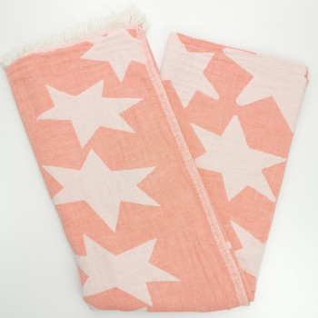 Jacquard turkish towel stars pattern starlette coral