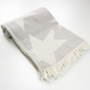 Stars pattern turkish beach towel light grey