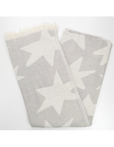 Jacquard turkish towel stars pattern starlette light grey
