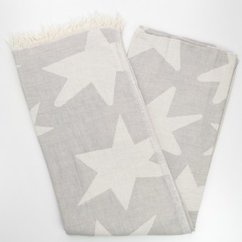 Jacquard turkish towel stars pattern starlette light grey