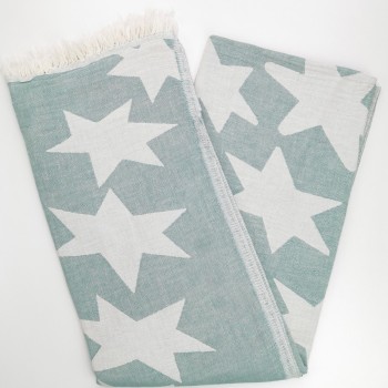 Jacquard turkish towel stars pattern starlette sea green