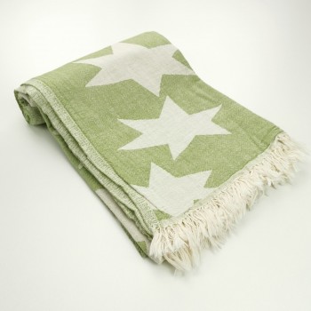 Stars pattern turkish beach towel olive green
