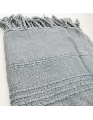 Fouta stonewashed rayures surpiquées épaisses 100% coton certifié Oekotex