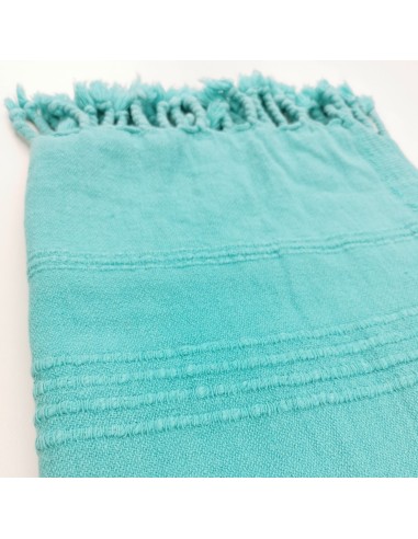 Fouta stonewashed rayures surpiquées épaisses 100% coton certifié Oekotex