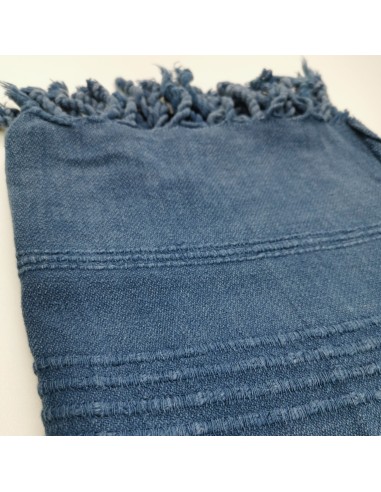 Fouta stonewashed rayures surpiquées épaisses 100% coton certifié Oekotex