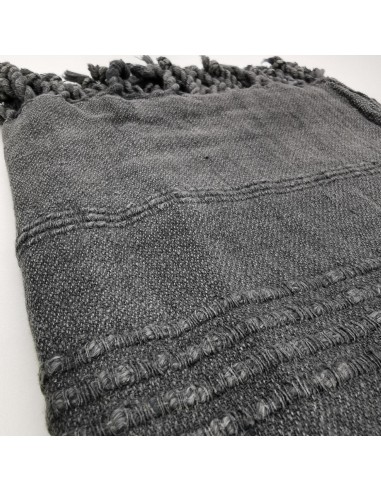 Fouta stonewashed rayures surpiquées épaisses 100% coton certifié Oekotex