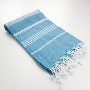 cyan blue turkish peshtemal towel
