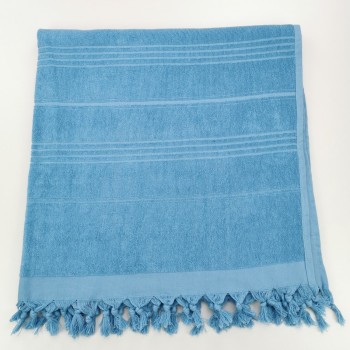 Terry beach towel solid pool blue