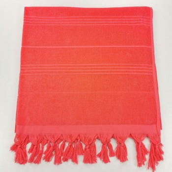 Terry Turkish beach towel solid coral
