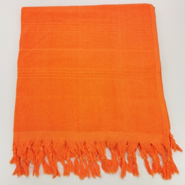 Serviette de plage Fouta éponge unie orange