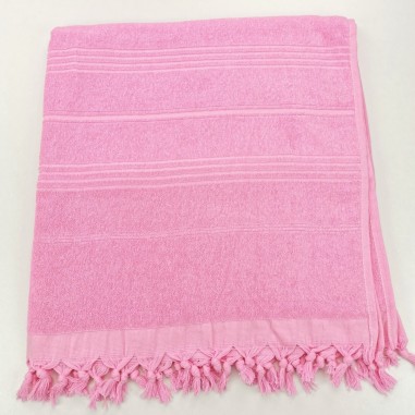 Terry Turkish beach towel solid pink