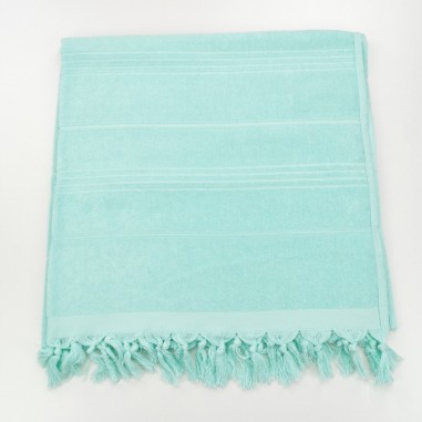 Serviette de plage Fouta éponge unie vert d eau