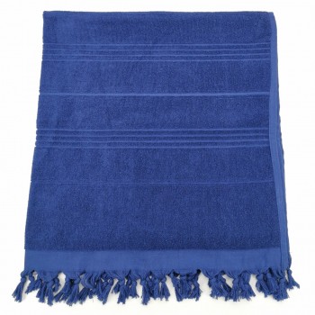 Serviette de plage Fouta éponge unie bleu marine