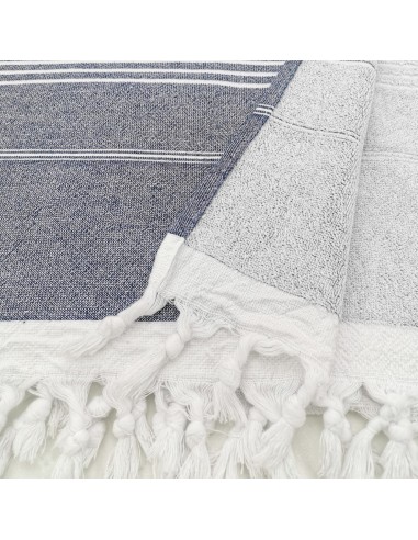 Fouta eponge bleu marine
