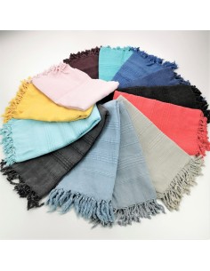 Fouta stonewashed rayures surpiquées épaisses en gros