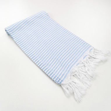 Turkish pareo towel fine stripes pastel blue