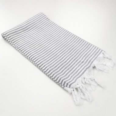 Turkish pareo towel fine stripes dark grey