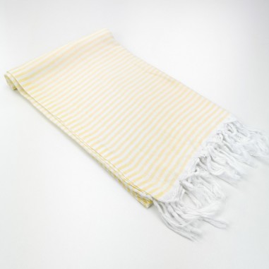 Turkish pareo towel fine stripes yellow