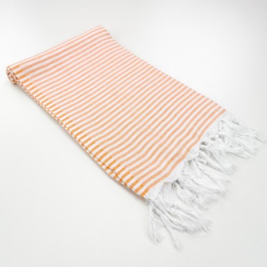 Turkish pareo towel fine stripes orange