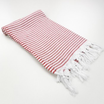 Turkish pareo towel fine stripes red