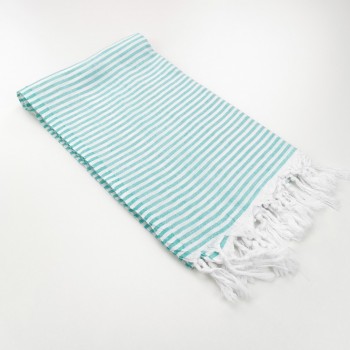 Turkish pareo towel fine stripes medium green