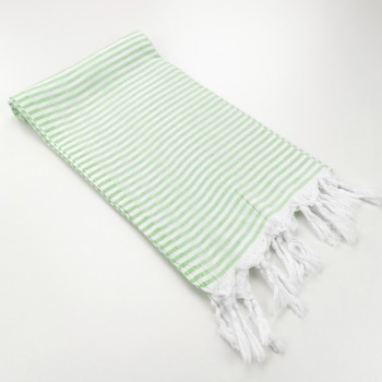 Turkish pareo towel fine stripes apple green